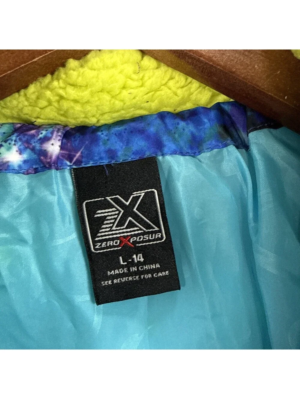 ZeroXposur Boys Blue, Green Puffer Jacket Full Zip Long Sleeve Size Large-14